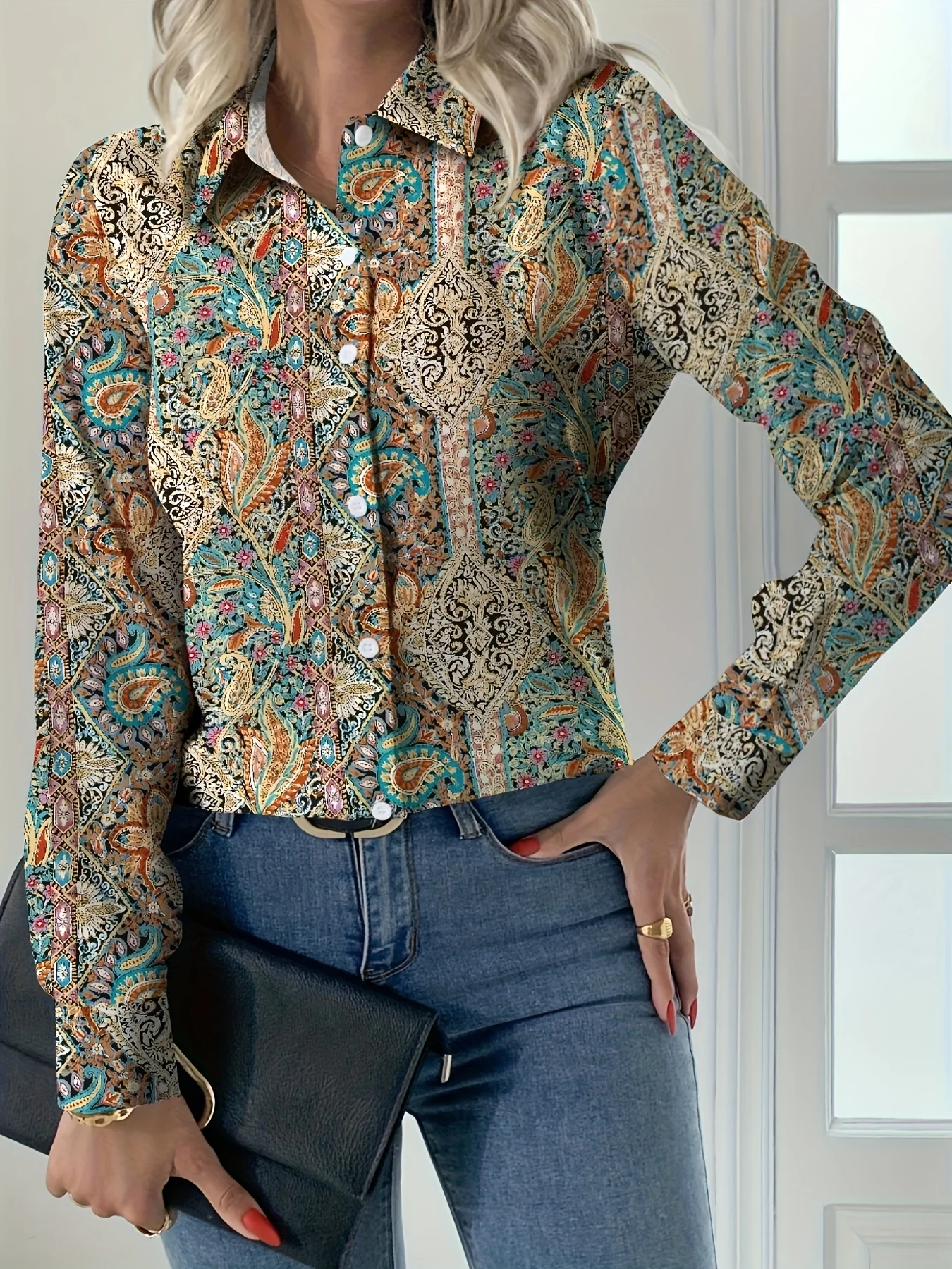 Temperament Loose Woman Shirt Fashion Casual Blouse Elegant Long Sleeve Woman Shirt Holiday Weekend Top