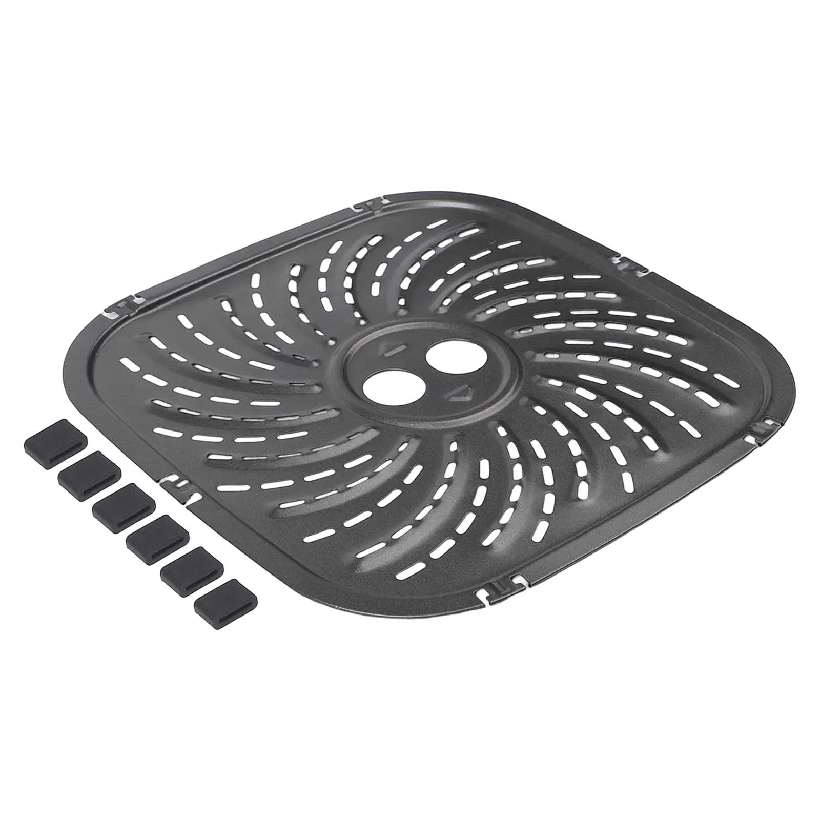 8QT Air Fryer Grill Pan for PowerXL For Vortex Pro Carbon Steel with 6 Rubber Tabs for Enhanced Cooking Performance