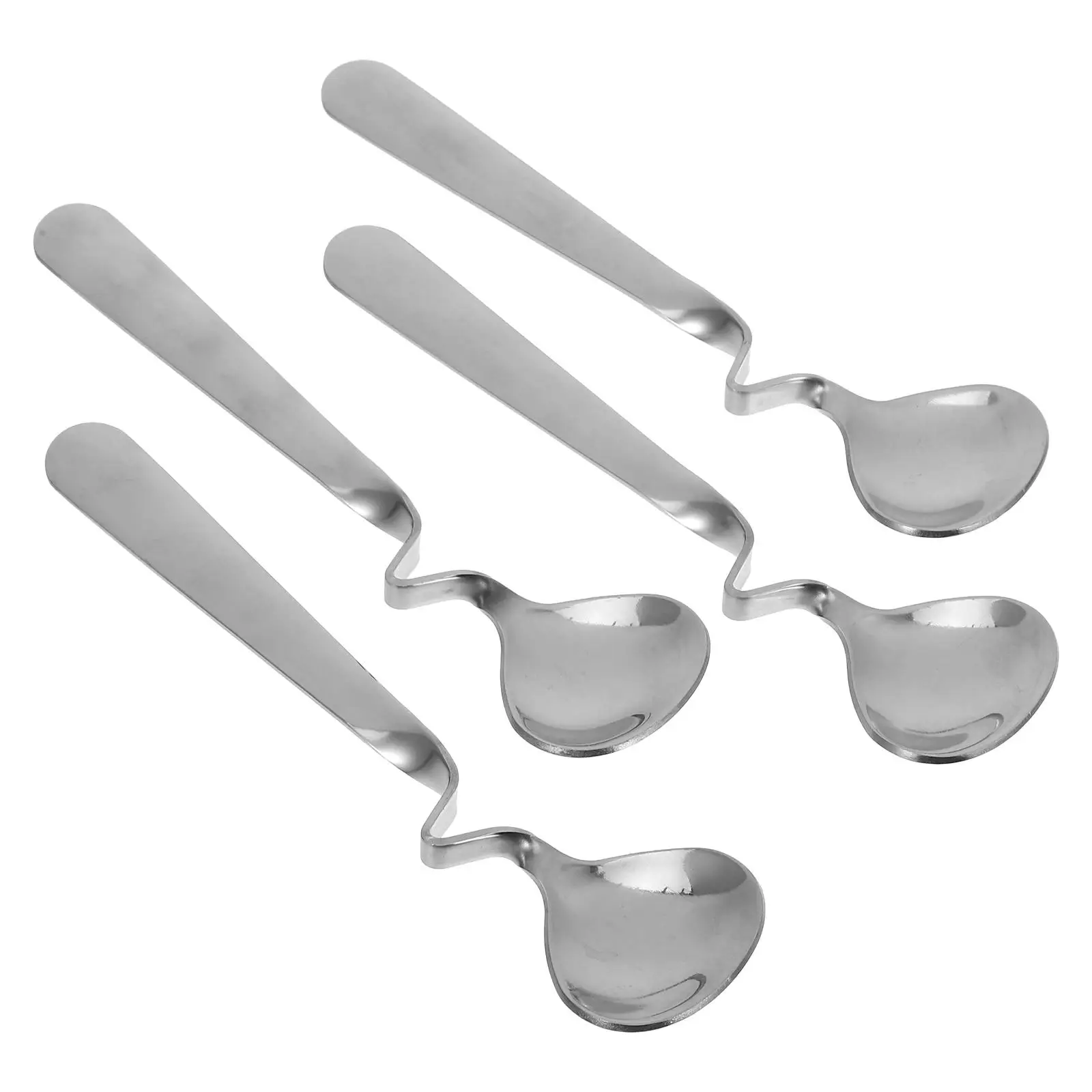

4 Pcs Stainless Spoon Honey Stirrer Tea Mixing Spoons Curving Handle For Drinks Cakes Safe Healthy Kitchen Bar