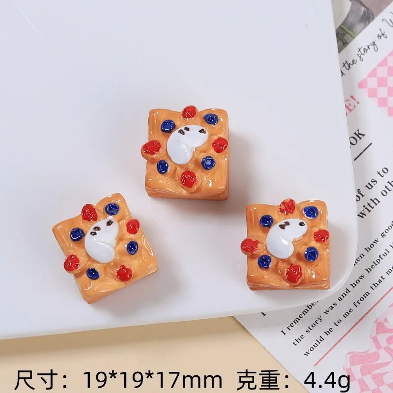 10Pcs Cartoon Dog Bread Cake Hamburger Flatback Resin Cabochon Scrapbooking For Phone Decoration Mini Food Dolls Accessories