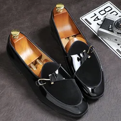 Men's Casual Slip-on Leather Shoes Men Party Wedding Monk Loafers Moccasins Mens Ligh Comfortable Driving Flats