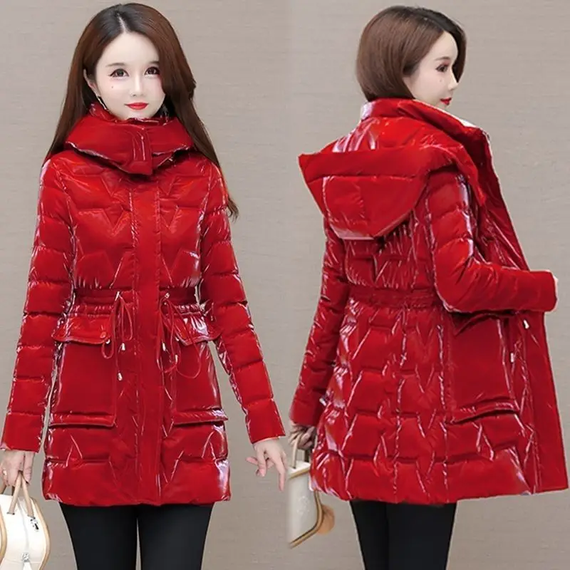 

Winter Down Cotton Jacket Thick Warm Parkas Women Hooded Puffer Coat Loose Casual Overcoat Cotton-padded Jacket Female Outerwear