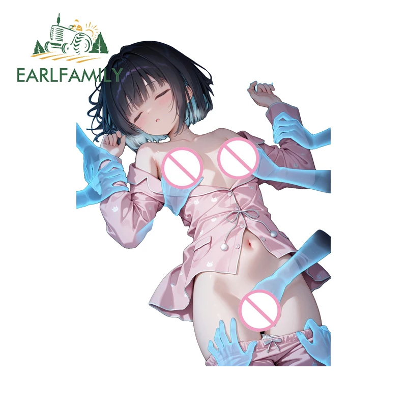 

EARLFAMILY Ghost Hand Touch Loli Car Sticker Anime Sleeping Girl Computer Host Decal Windshield Waterproof Occlusion Scratch