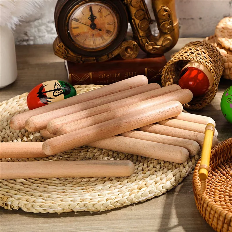 A60F-20Pieces 8 Inch Kids Rhythm Sticks Music Lummi Sticks Classical Wood Claves Musical Percussion Instrument Musical Sticks