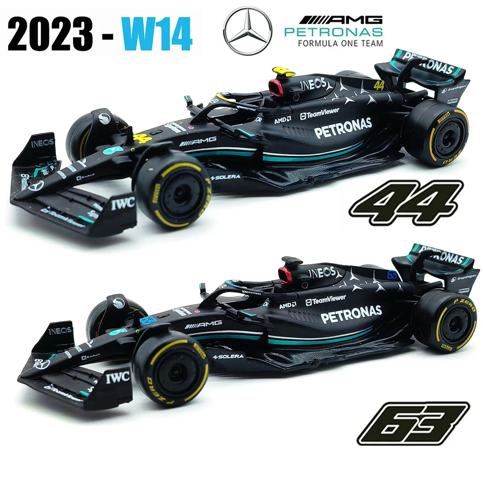 Bburago 1:43 Mercedes AMG 2023 W14 E Performance F1 Formula Car Die Cast Vehicles Collectible Model Racing Toys