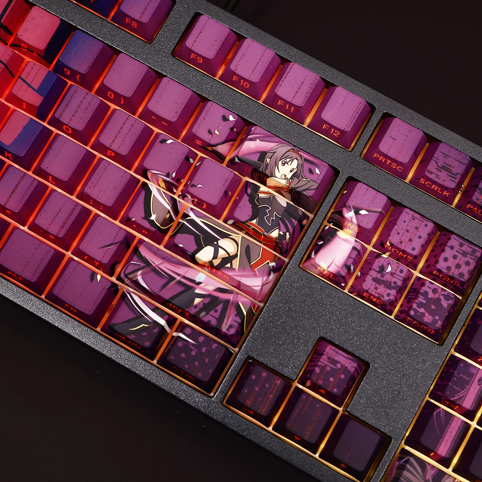 108 مفاتيح/مجموعة Yuuki Sword Art Online SAO لطيف فتاة لتقوم بها بنفسك PBT الكرز الشخصي أغطية المفاتيح لمفتاح MX للوحة المفاتيح الميكانيكية لعبة هدية #4