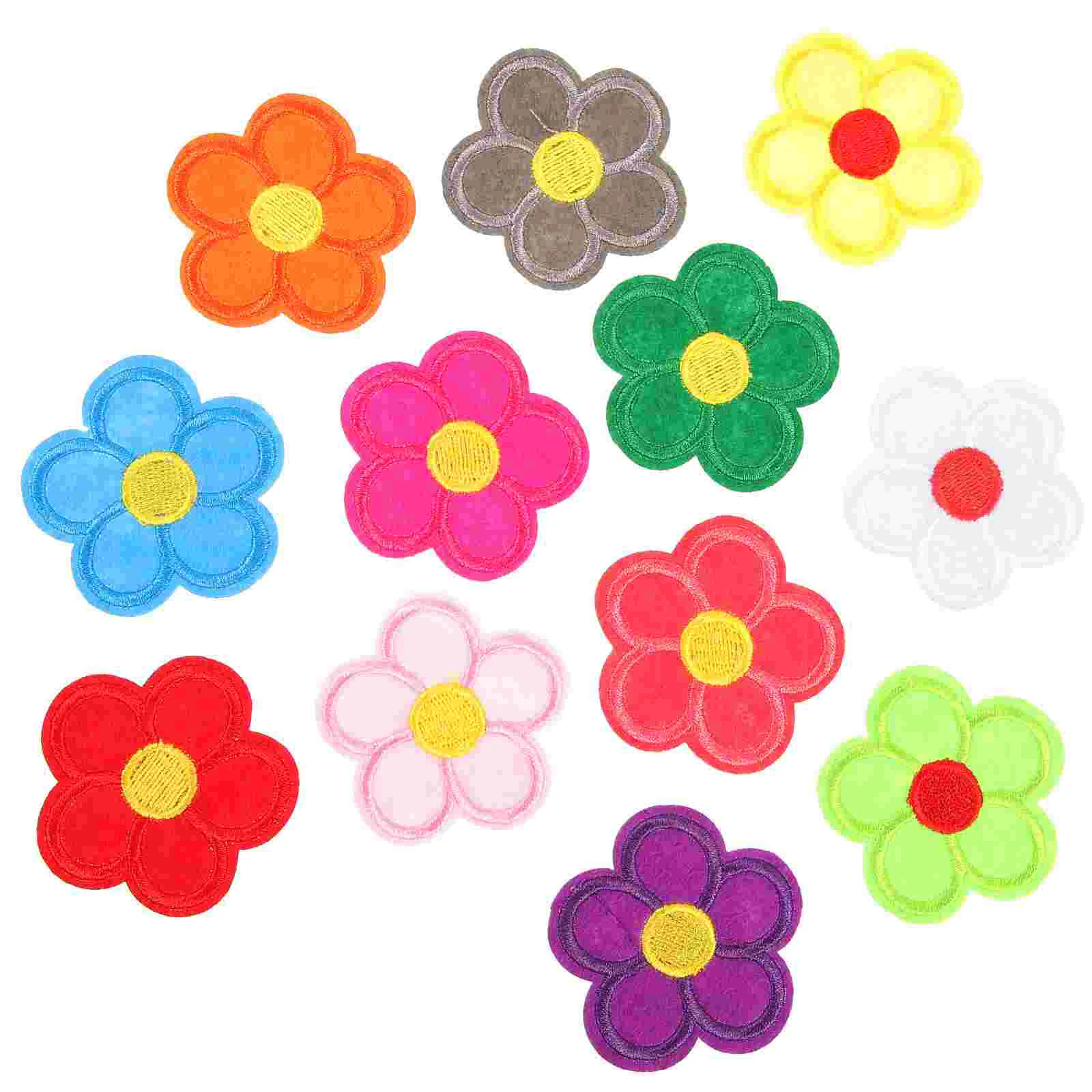 12 Pcs Decorate Embroidered Cloth Patch Hat Patches Polyester Thread Sew Flower Iron