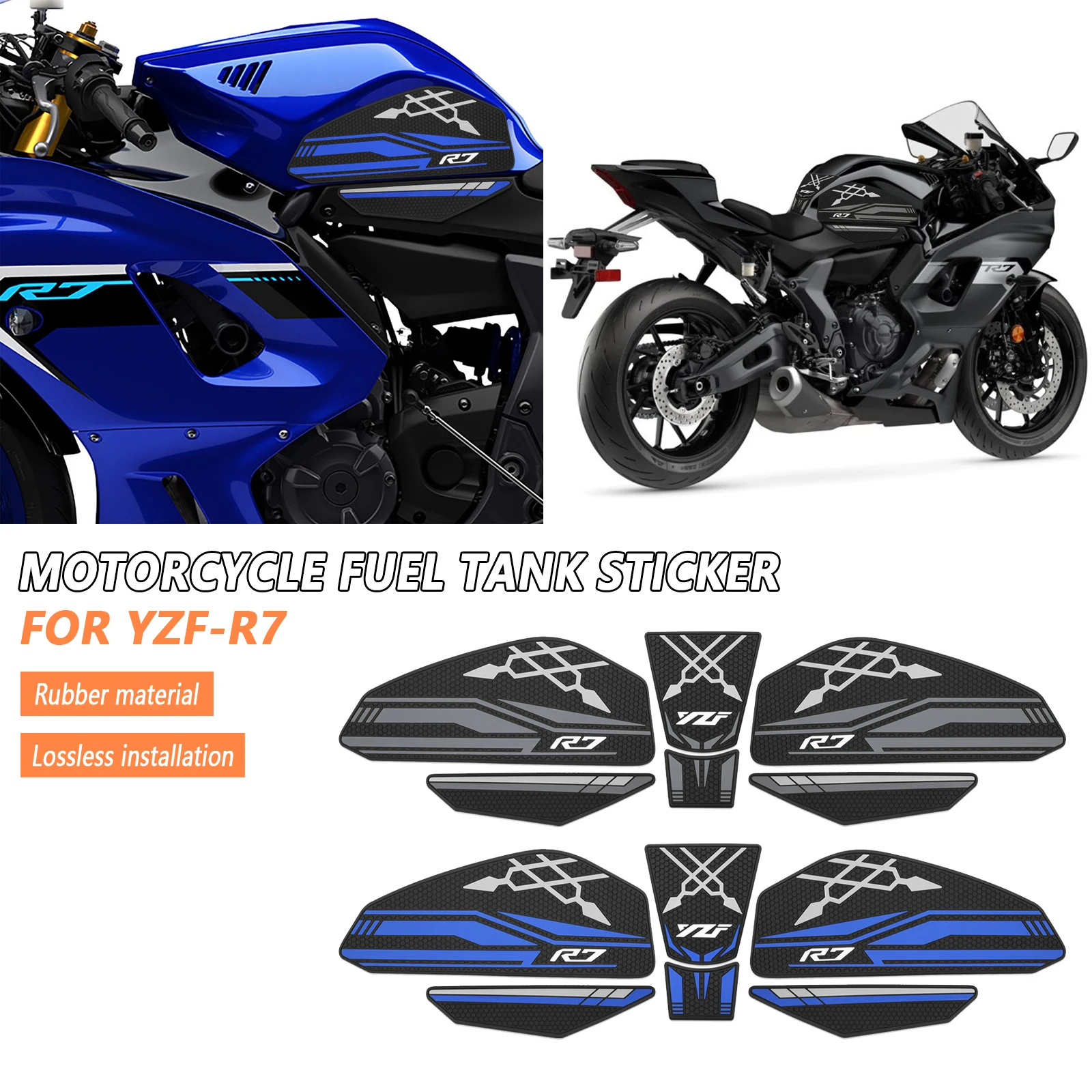 For Yamaha YZF-R7 YZFR7 2021-2025 2024 Motorcycle Tank Pad Side Grips Gas Fuel Oil Knee Protector Stickers Decals YZF R7 2025