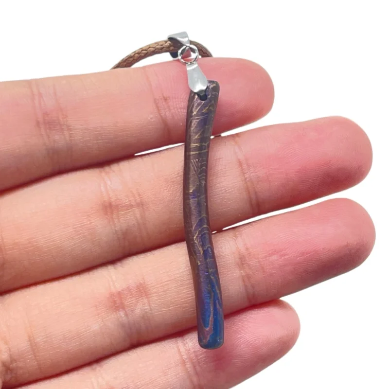 Real Muonionalusta Iron Meteor Thin Rod Colorful Coated Pendant Extraterrestrial Rock Braided Rope Necklace LK490 view 4