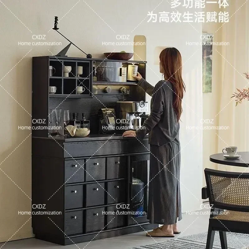 French solid wood dining side cabinet integrated against the wall living room locker wine cabinet kitchen tea storage coffee