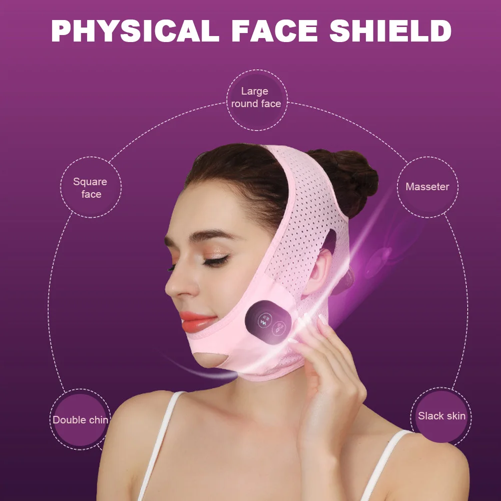 Tighten The Lift Belt Compress The Face Thin Bandage Electric Vibration V Face Reduce Double Chin Posture Corrector Portable