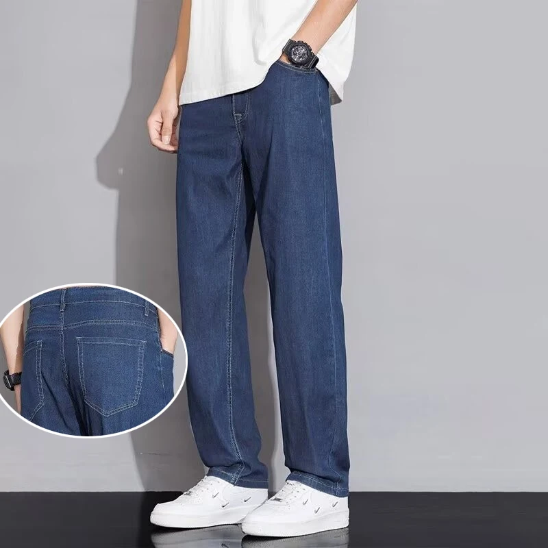 

Мужские весенне-осенние свободные прямые модные универсальные джинсы, мужские повседневные повседневные джинсовые брюки, классические синие брюки в стиле ретро