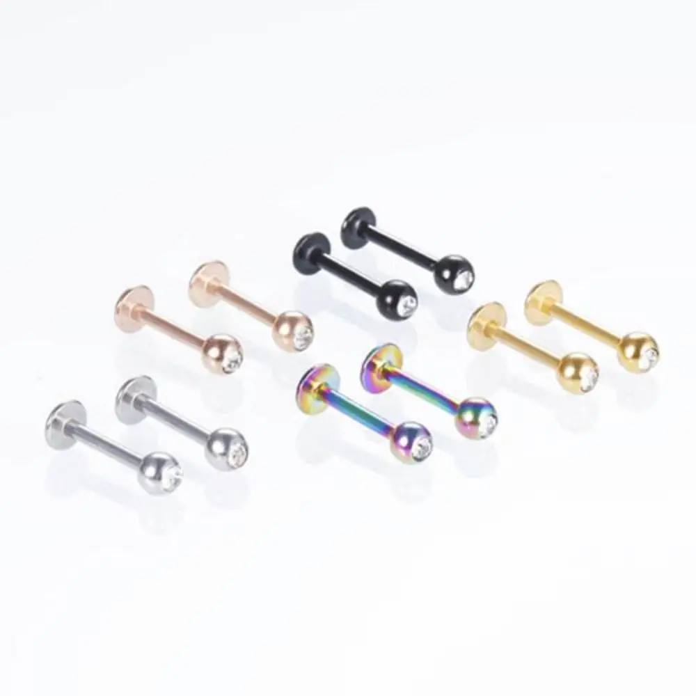 Set with Diamonds Gem Lip Stud Hot Sale Stainless Steel Piercing Nose Stud Gem Ear Ring Nose Lip Ear