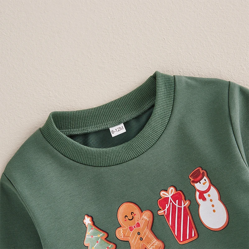 Baby Christmas Sweatshirts Classic Cartoon Letter Print Long Sleeve Pullovers Toddler Winter Tops