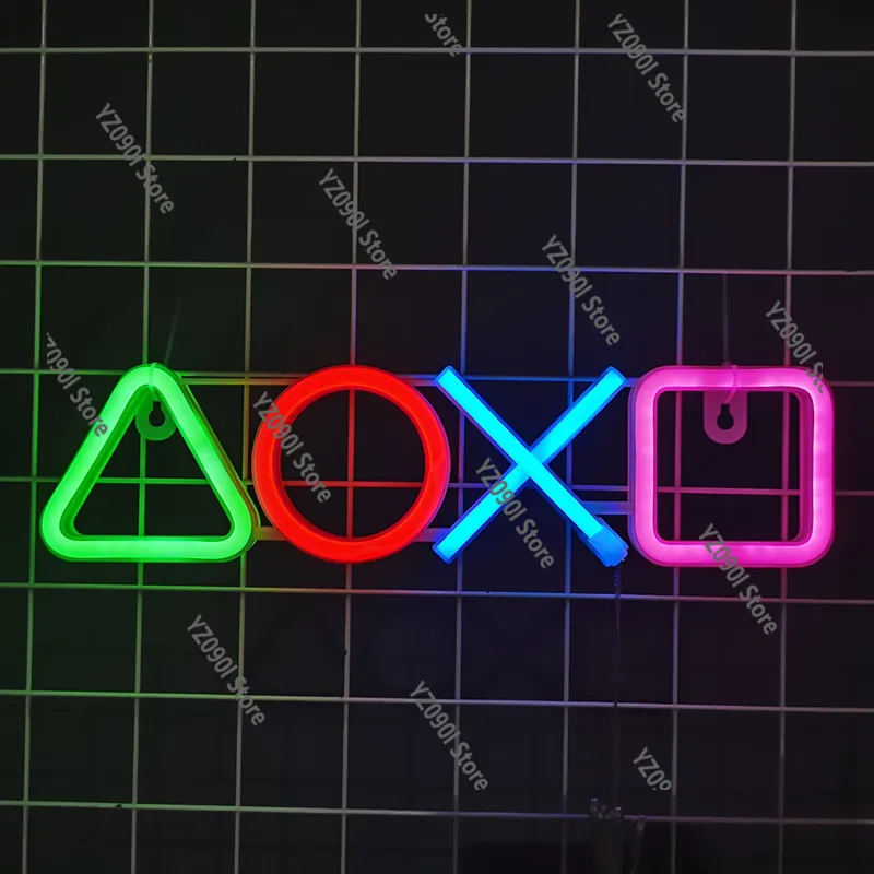 Colorful LED Neon Light Game Symbol Design Wall Lamp E-sports Room Ambient Decor Light
