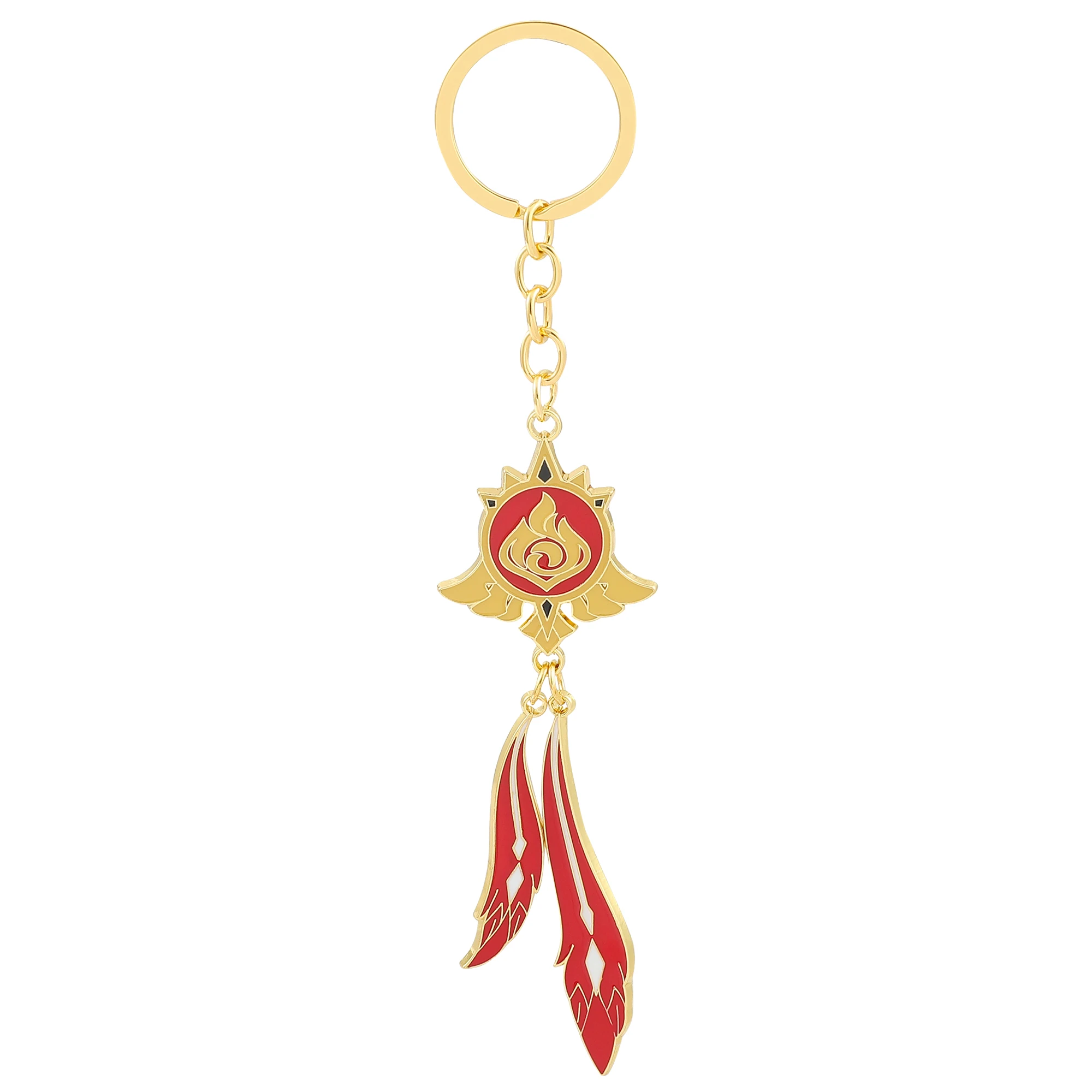 Genshin Impact Pyro Vision Pendant Keychain for Men Women Amber Figure Cosplay Accessories Keyring Gifts for Game Fans