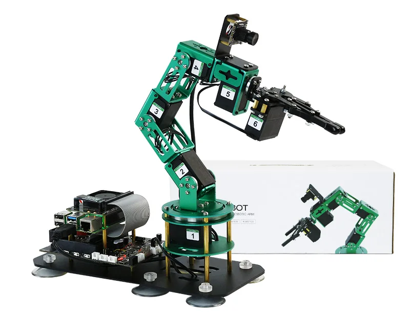 Raspberry Pi 5 AI Vision Robotic Arm And Camera 2 In 1 Kit With Recognition, Tracking And Grabbing Actions For AI Training