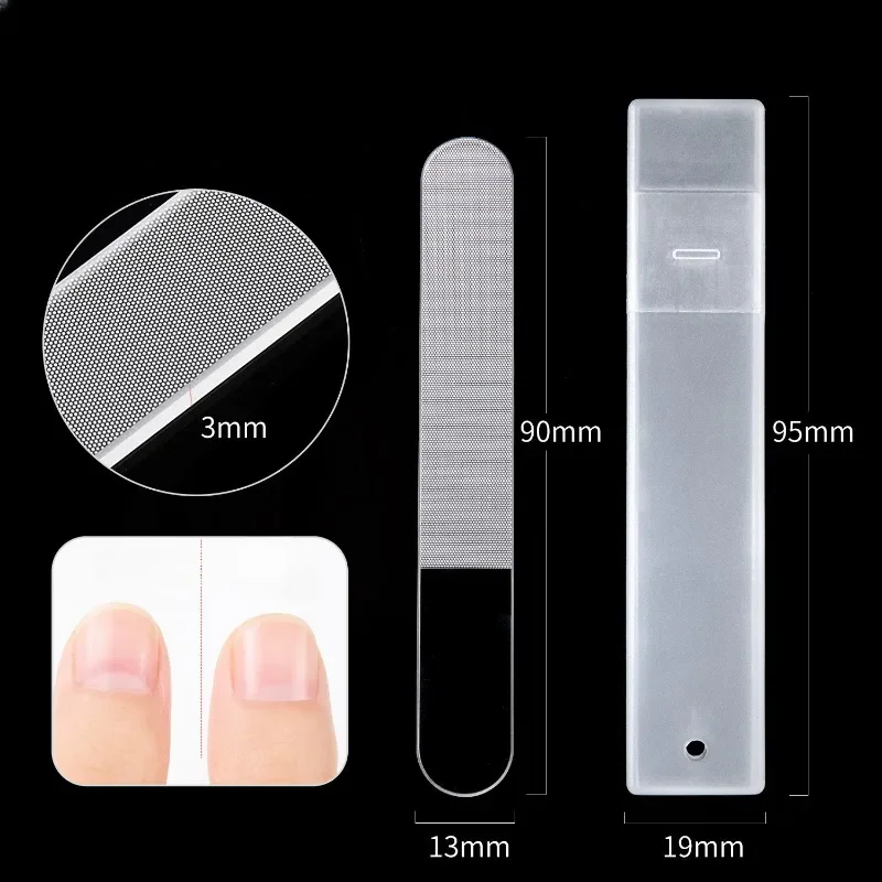 Nano Glass ไฟล์แถบขัดกล่องโปร่งใส Shaping เล็บเครื่องมือความแข็งสูงทนทานล้างทําความสะอาดได้ Mini Beauty สุขภาพ