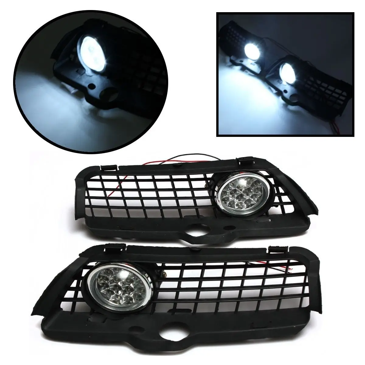

L39A-For Vw Mk3 Golf Jetta 1992-1998 Front Bumper Grille 6000K White Led Drl Driving Fog Light Car Accessories