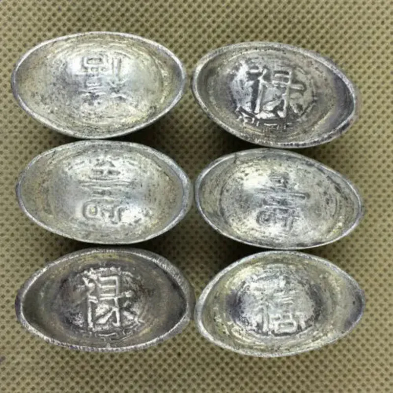 6pieces China antique silver ingots, nice shoe-shape Chinese silver taels