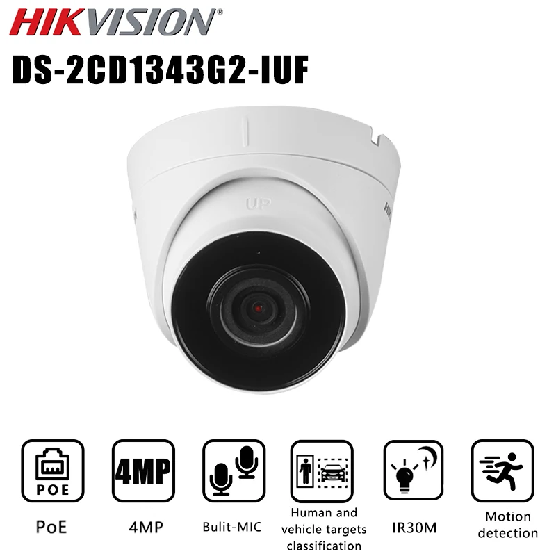 

Hikvision DS-2CD1343G2-IUF 4MP POE IP Camera Built-in Mic IR30M Securit CCTV Support Motion Detection Turret Surveillance camera
