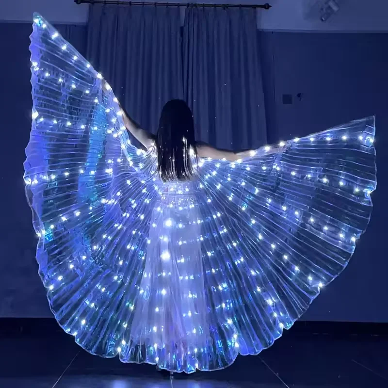 LED Wings Belly Dance Wings Isis Halloween Wing Prop Shining LED Lamp Wing Belly Dance Costumes Accessories Sticks Adult Child