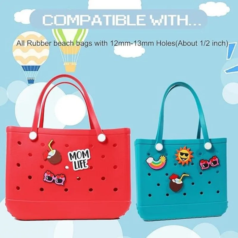 Cartoon Charm Bogg Bag Accessories EVA Rubber Tote Beach Basket Women Shopping Handbag Decorative Jibz Buckles Jelly Bogg Bag