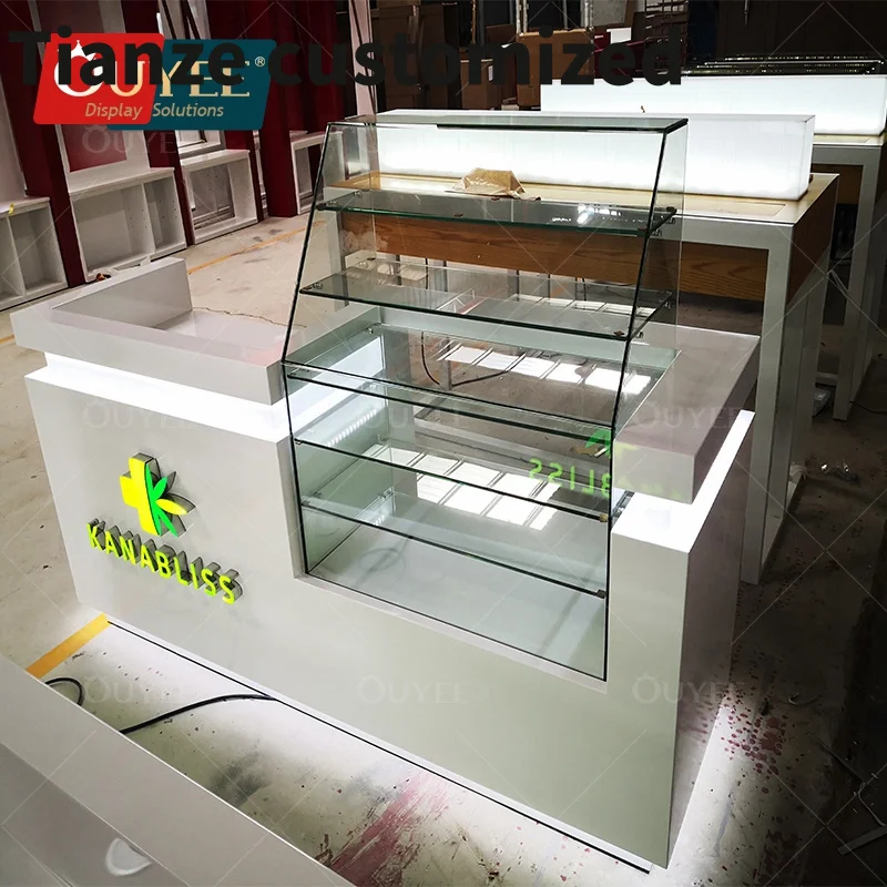 Customized-Ouyee Shop Store Fixture FullGlass Showcase Smoke Shop Displays Dispensary Counters