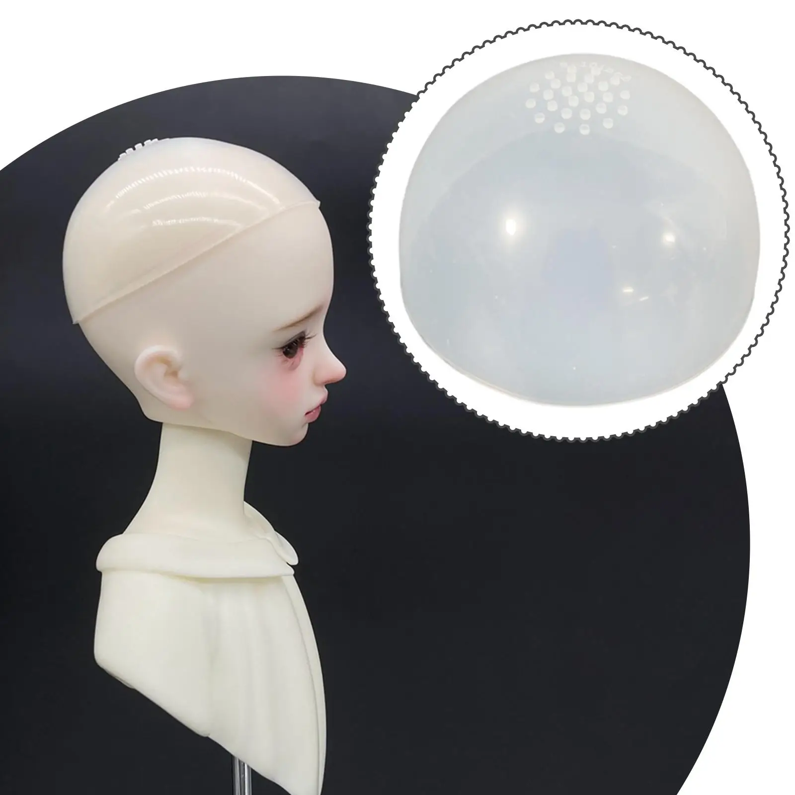 High Elastic Silicone Wig Cap Doll Head Cover Protective Non Slip for Hair for Dolls Styling Accessories