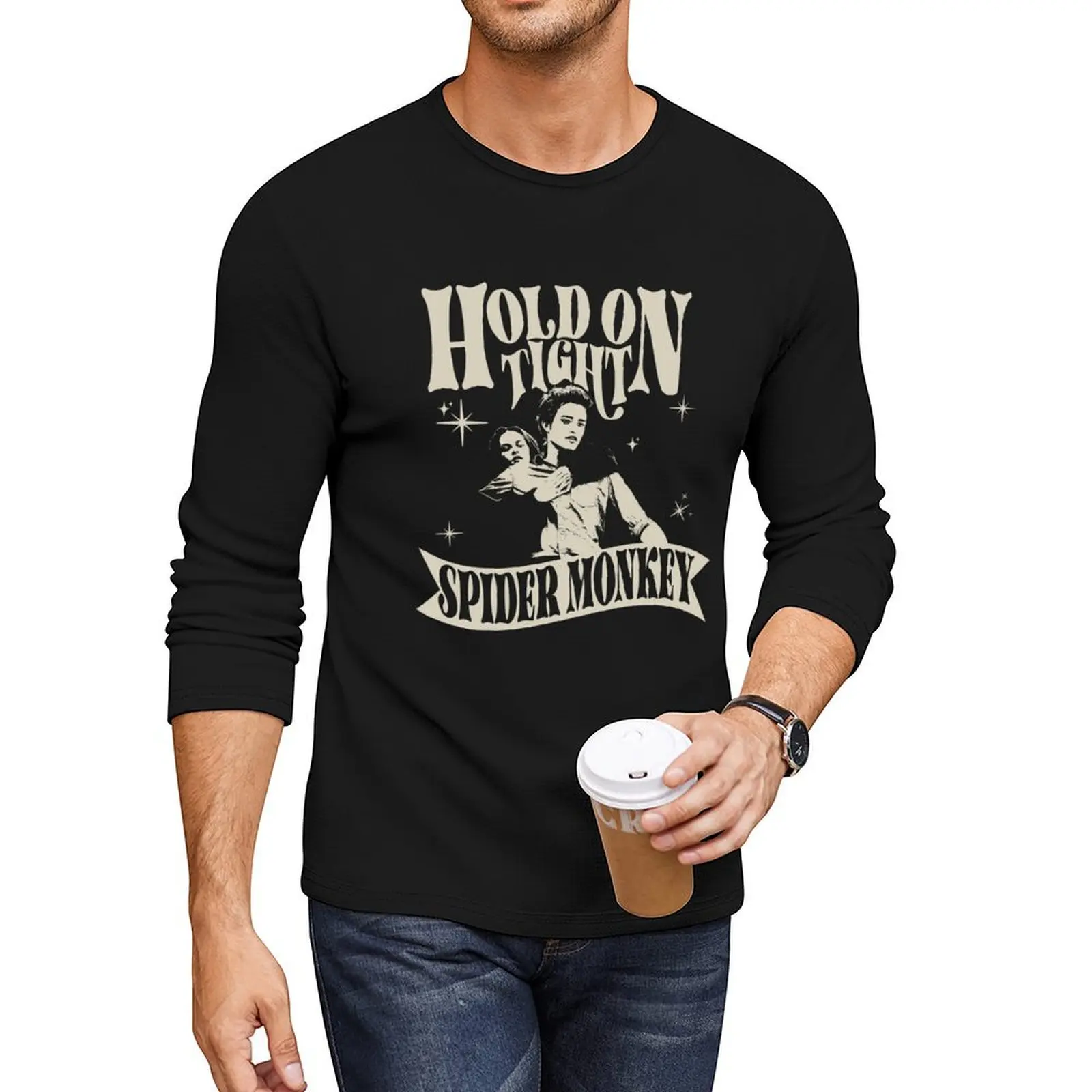 

Hold On Tight Spider Monkey Long T-Shirt oversized t shirt aesthetic clothes Aesthetic clothing tees T-shirt men