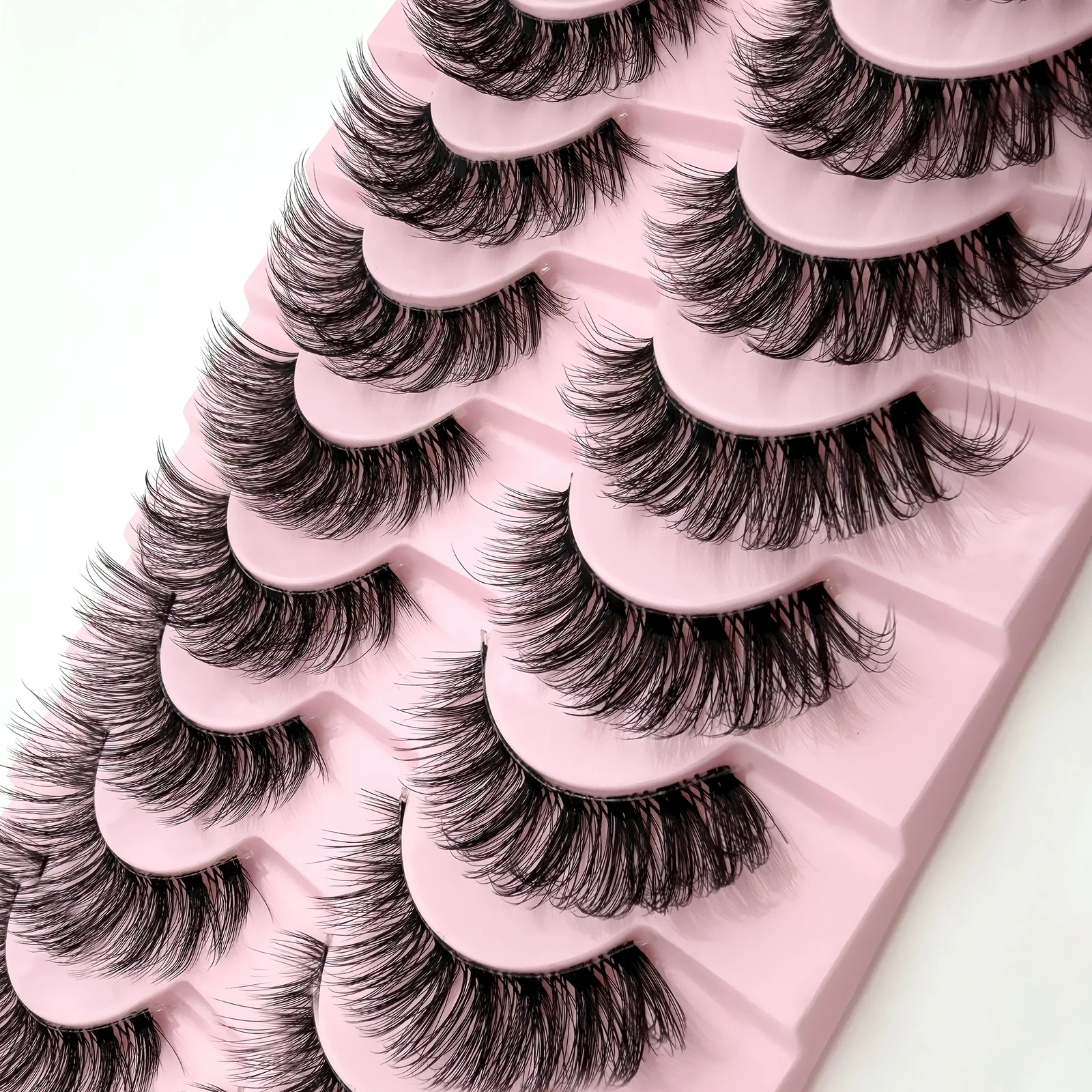 10ペア ふわふわまつげ Dカール つけまつげ 3Dボリューム ウィスピーつけまつげ ストリップス 日常使いや特別な機会のメイクに最適