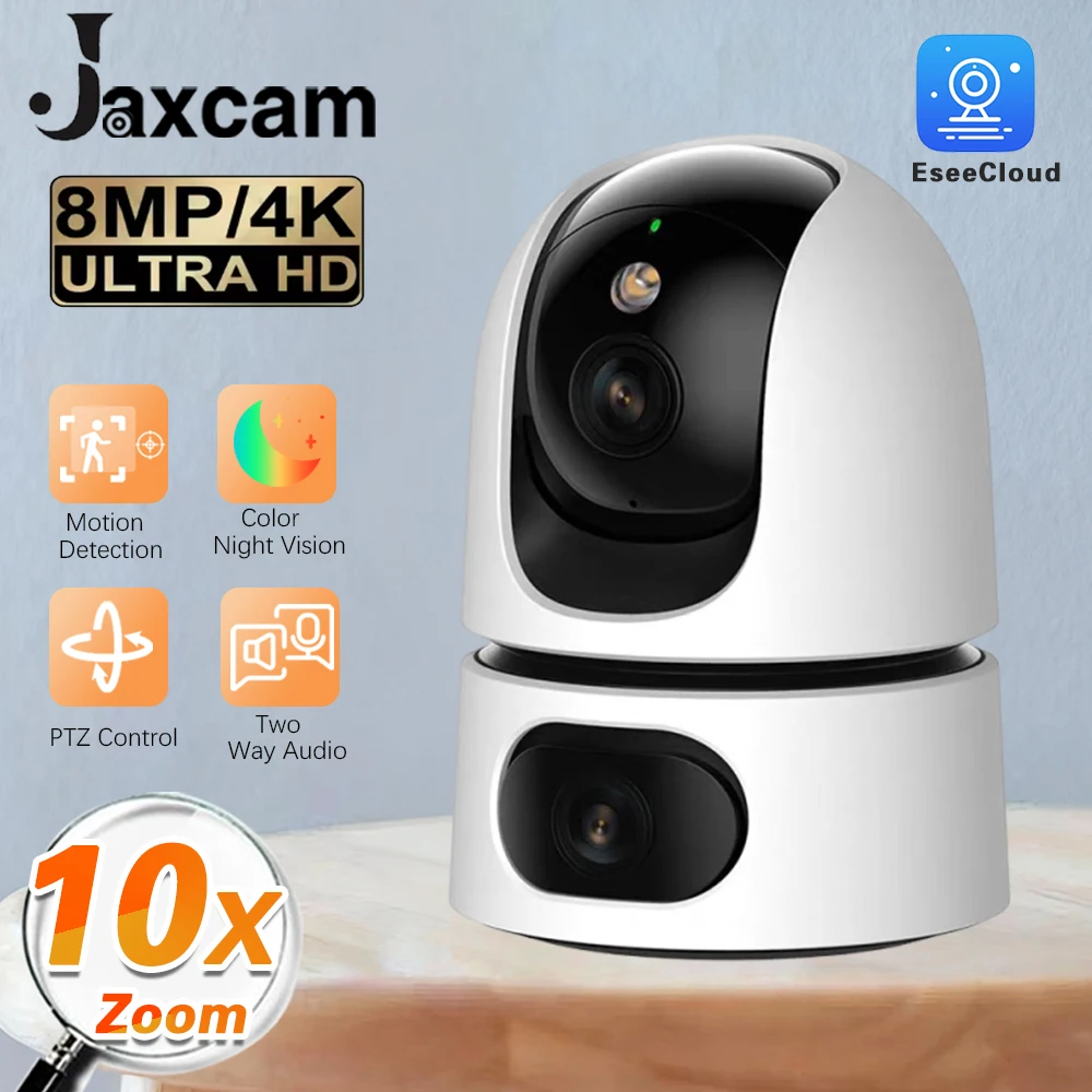 

8MP WiFi IP Camera Dual Lens Smart Home 10X Zoom 4K Auto Tracking CCTV Camera Wireless Surveillance Camera Security Baby Monitor