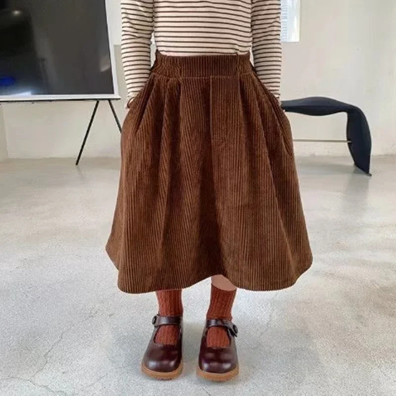 

Fashion Baby Girl Corduroy Skirt Retro A-line Halfskirt Winter Autumn Spring Toddler Child High Waist Skirt Baby Clothes 1-14Y