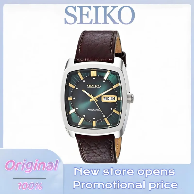 SEIKO Watch 100%Original Snkp27 Series Automatic Self-Wind Mechanical Tonneau Square Multifunctional Luxury Leather Men Watch