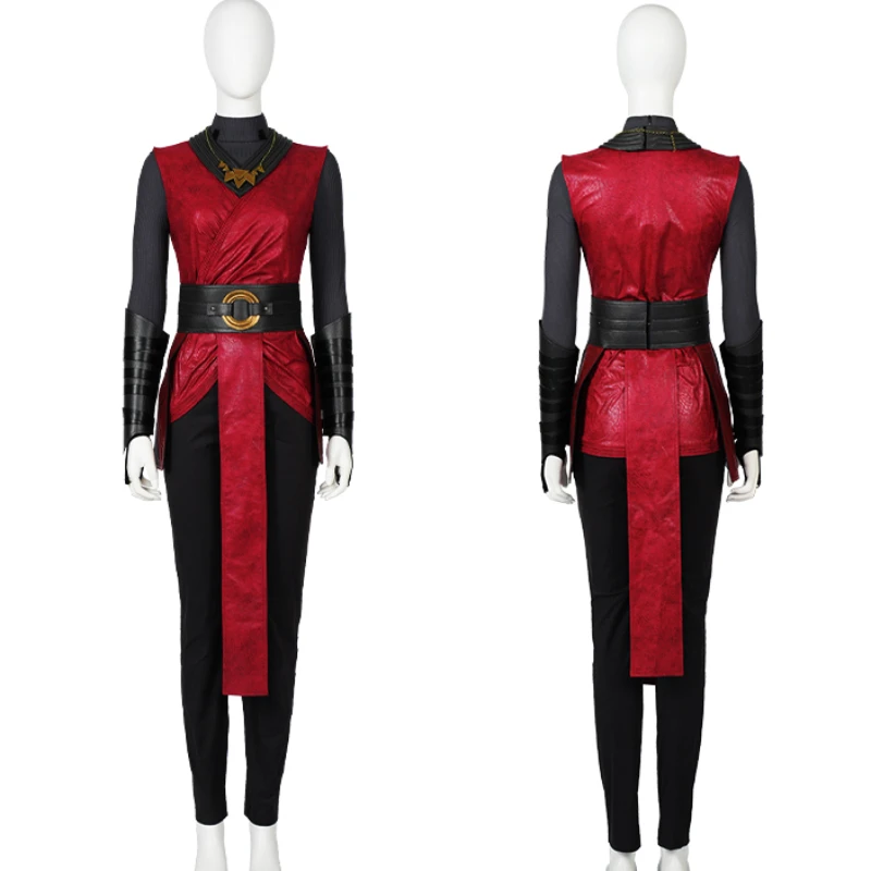 Cosplay Costume com Acessórios para Mulher, Halloween, Carnaval, Dark Witch, Vermelho, Outfit, Nightsister, Merrin, Alta Qualidade