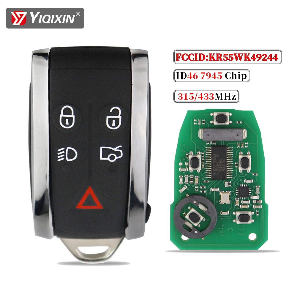 재규어 XF XFR XK XKR XJ8 XK8 X-Type S-Type 2007-2012용 리모컨 자동차 키 315/433Mhz ID46 7945 칩 FCC KR55WK49244 키리스 엔트리