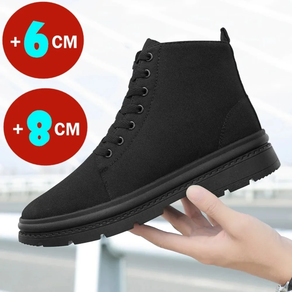 

Winter Men Boots Elevator Shoes Hidden Heels Warm Canvas Heightening Shoes For Man Increase Insole 8CM 6CM Casual Lift Sports