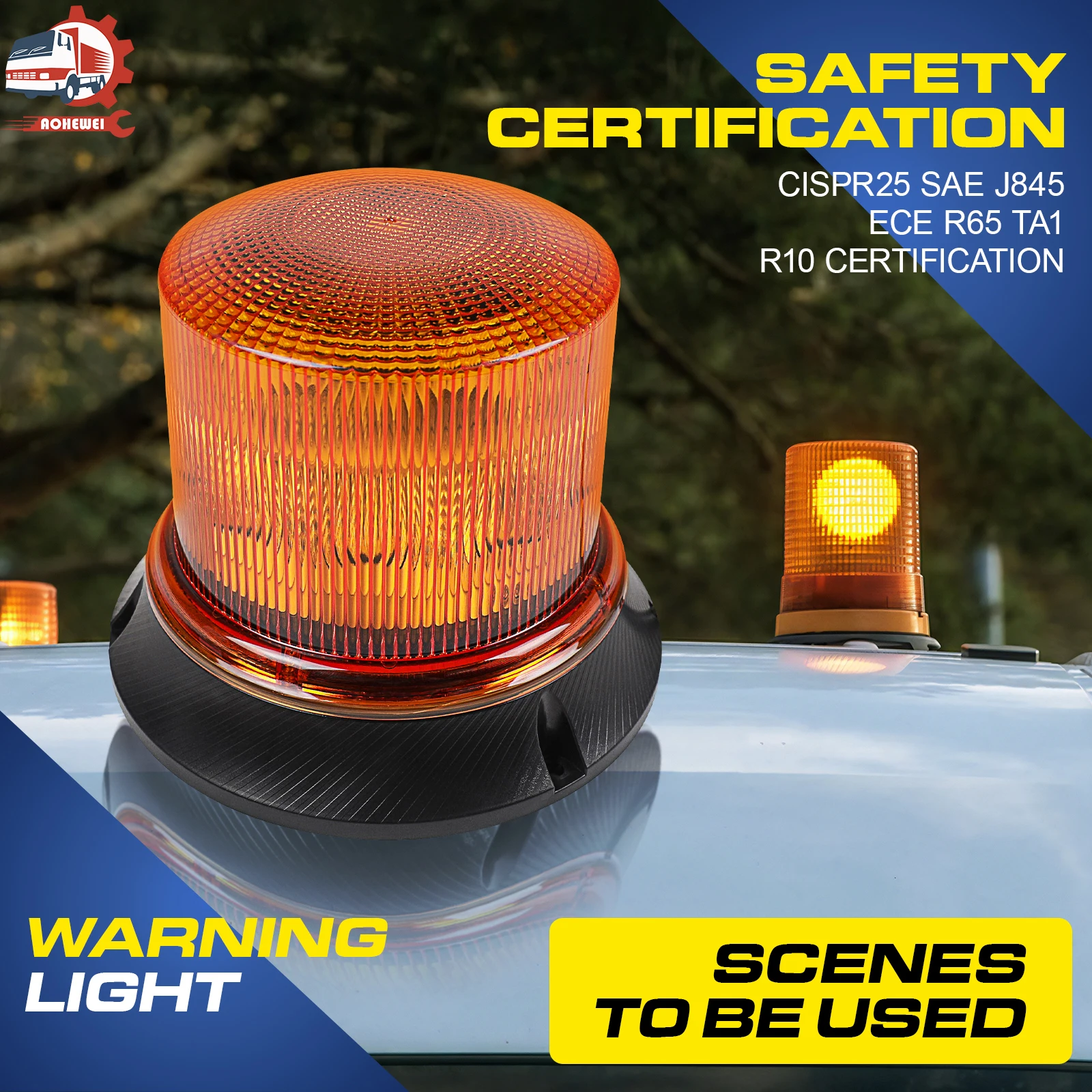 AOHEWEI LED Rotating Flash Beacon Trailer Emergency Safety Warning Lights 8 modes For Tractors Truck  Tractor Accessories