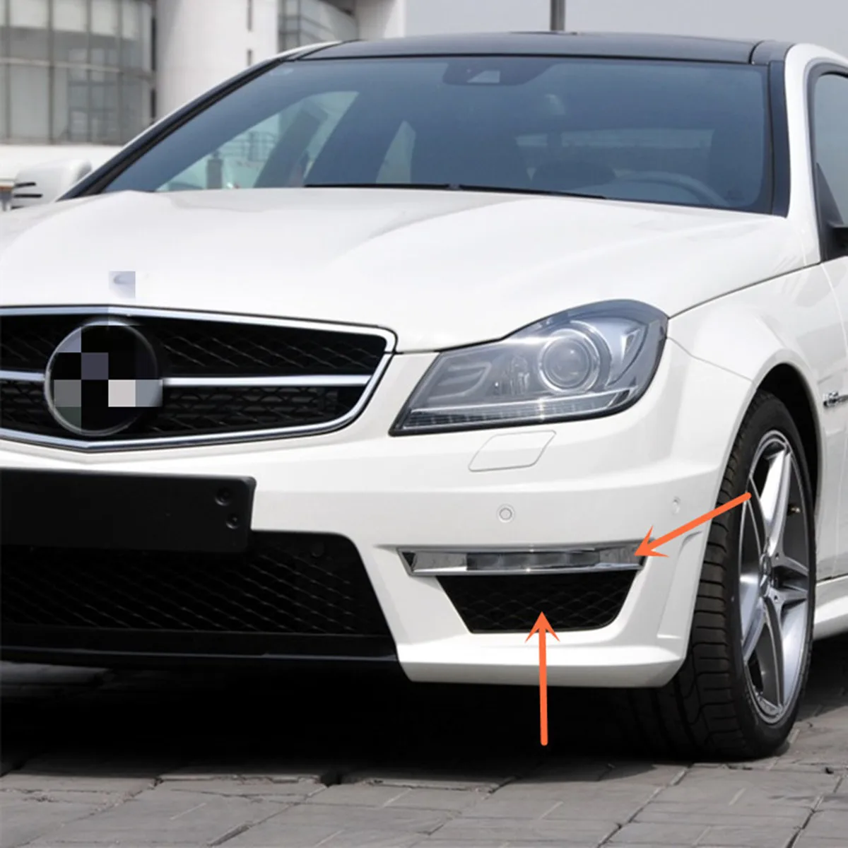 Car Led daytime running light fog lamp cover Front bumper decorative strip for Mercedes-Benz C63 AMG W204