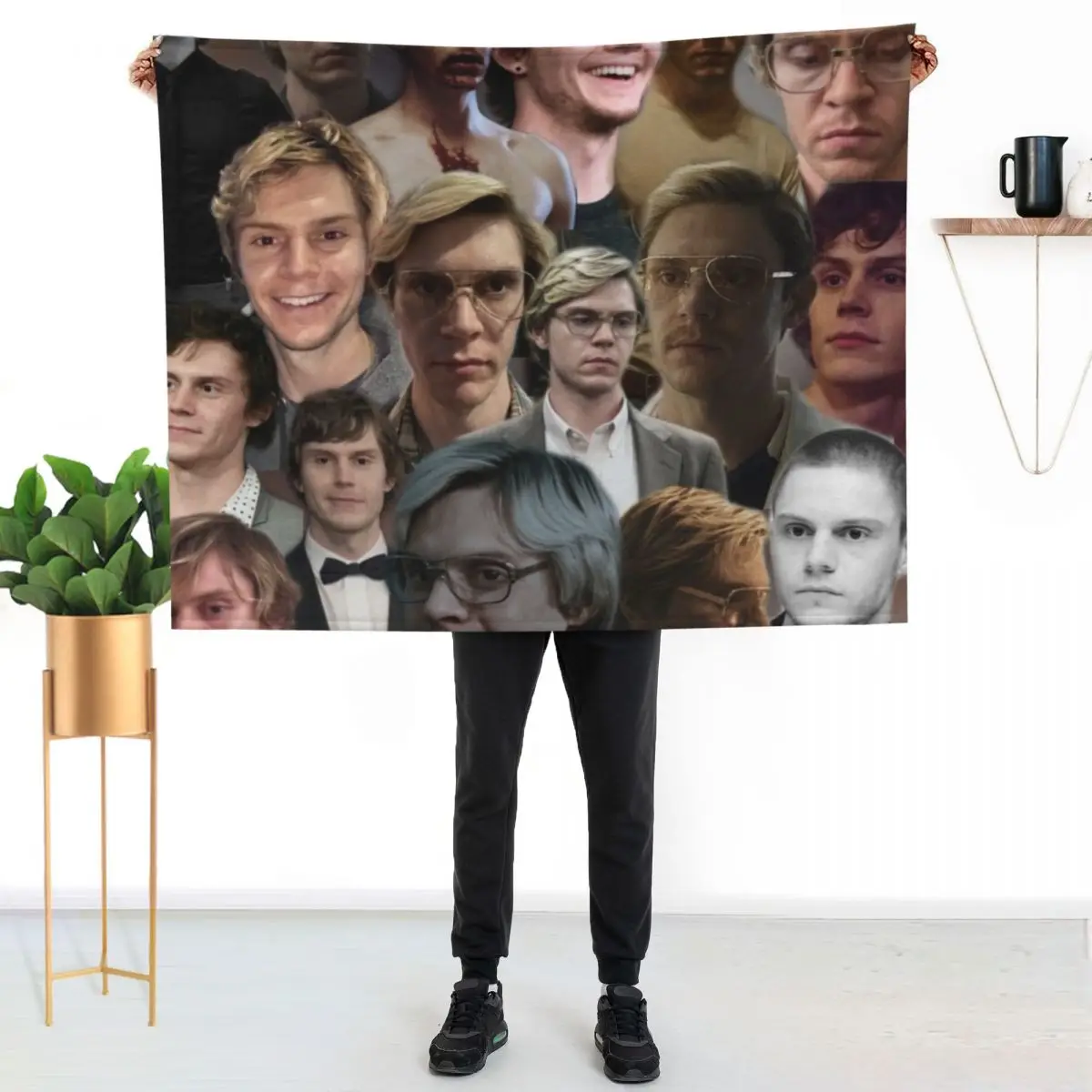 evan peters photo collage high quality Throw Blanket Heavy Picnic Bed covers valentine gift ideas for babies Hair Blankets