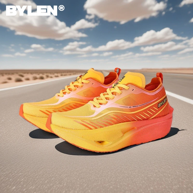 BYLEN Full Palm Carbon Plate Marathon Running Shoes Professional Stable Support Shock-relief Ultra-light Rebound Sport Sneakers