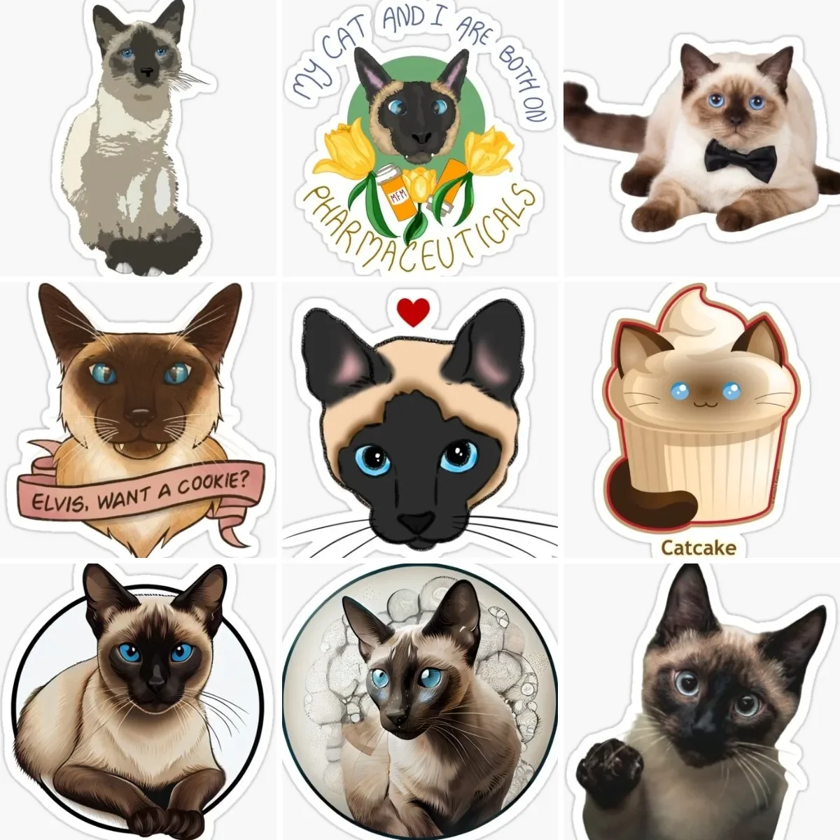 

Siamese Cat Creative Pets Cute Sticker Truck Window Motorcycle Laptop Car Glass Helmet Racing Wall Bicycle Door Decal Decoration