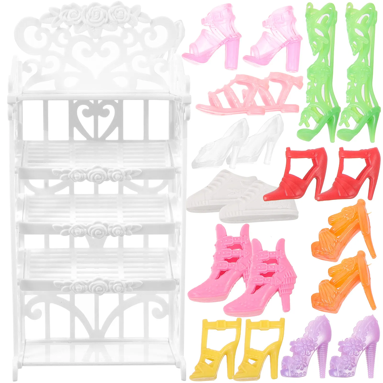 

Набор миниатюрных пластиковых подставок для обуви с реалистичной текстурой, мебель для мини-домика, полка для хранения, декор для комнаты кукольного домика