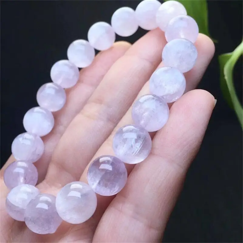 10mm Natural Kunzite Bracelet Crystal Bracelets Round Bead Stretch Healing Gemstone Birthday Present 1PCS