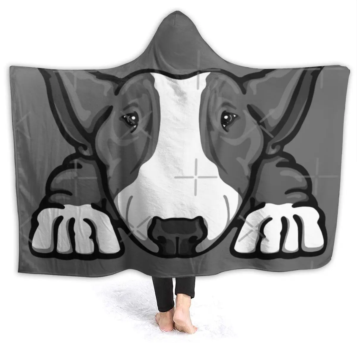 

Grey & White Bullterrier Hooded Blanket Bed Plaid Bed Plaid Double Blanket Picnic Bedspread