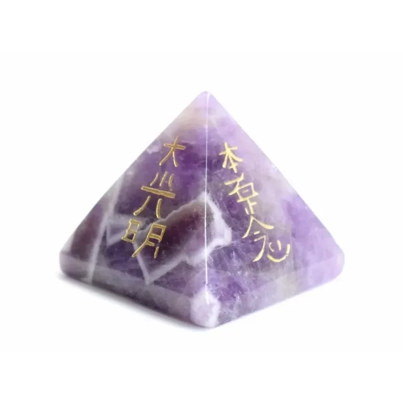 1 Piece Natural Chakra Quartz Amethyst Pyramid Figurine Semi-precious Stone Crystal Balance Usui Reiki Symbols Home Decoration