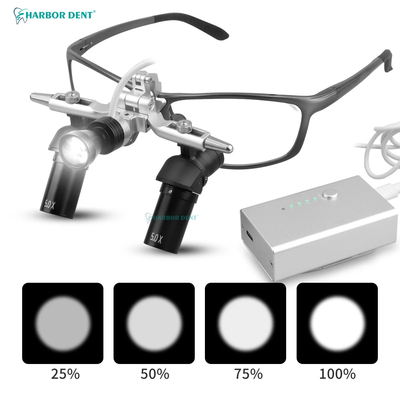 المصباح الأمامي لـ den tal 4.0X/5.0X Ergo Loupes 5W LED مشبك أضواء سطوع قابل للتعديل على أدوات طب الأسنان للبطارية #4