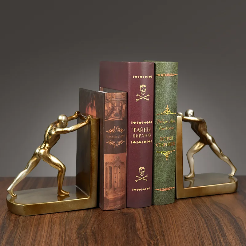 

European Style Creative Bookends Home Decoration Crafts Desk Bookshelf Bookcase Ornaments People Book Push Figurines Miniatures