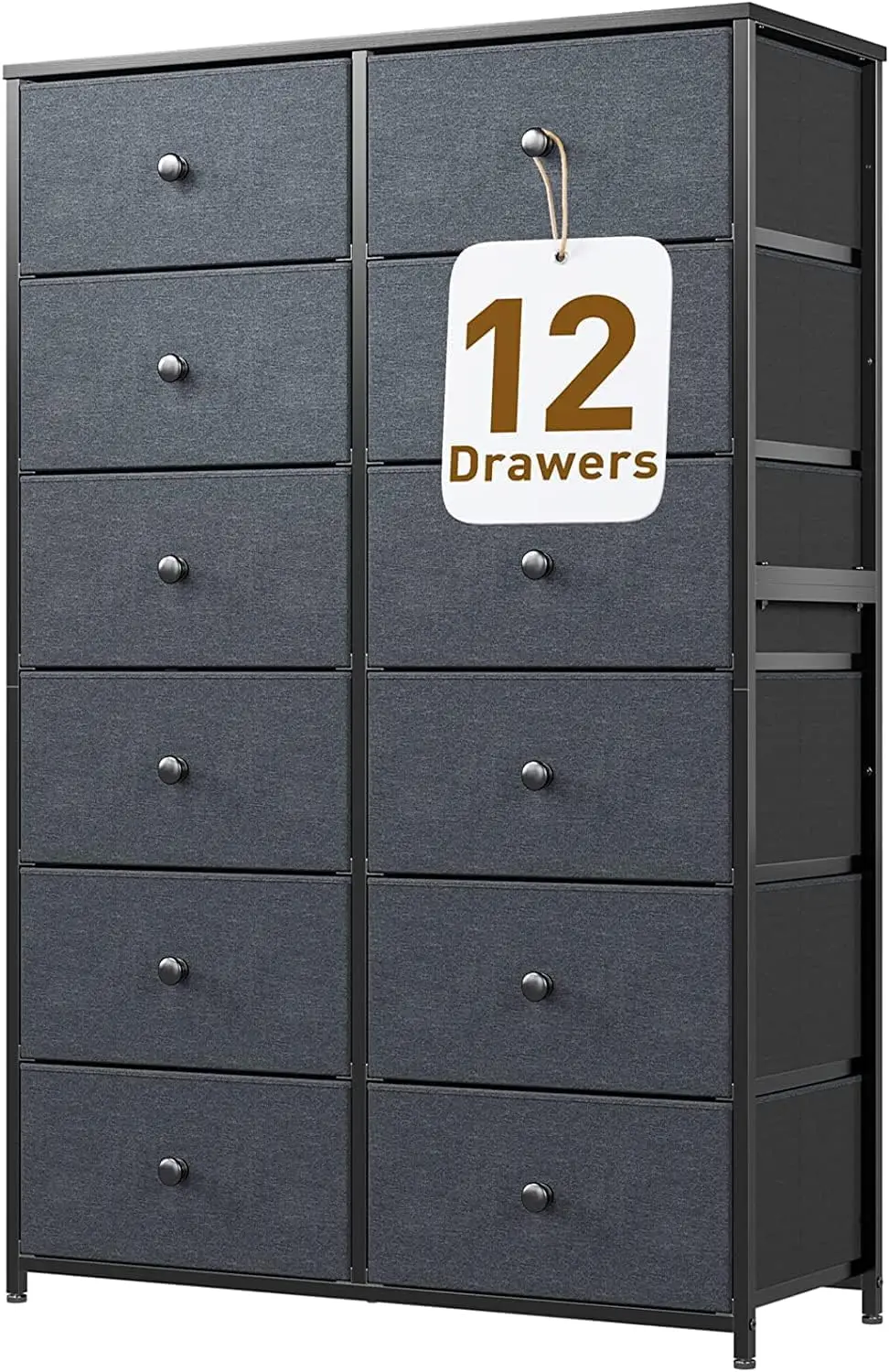 

Dresser for Bedroom Tall Dresser with 12 Drawers Wooden Top and Metal Frame Black Dressers & Chest of Drawers