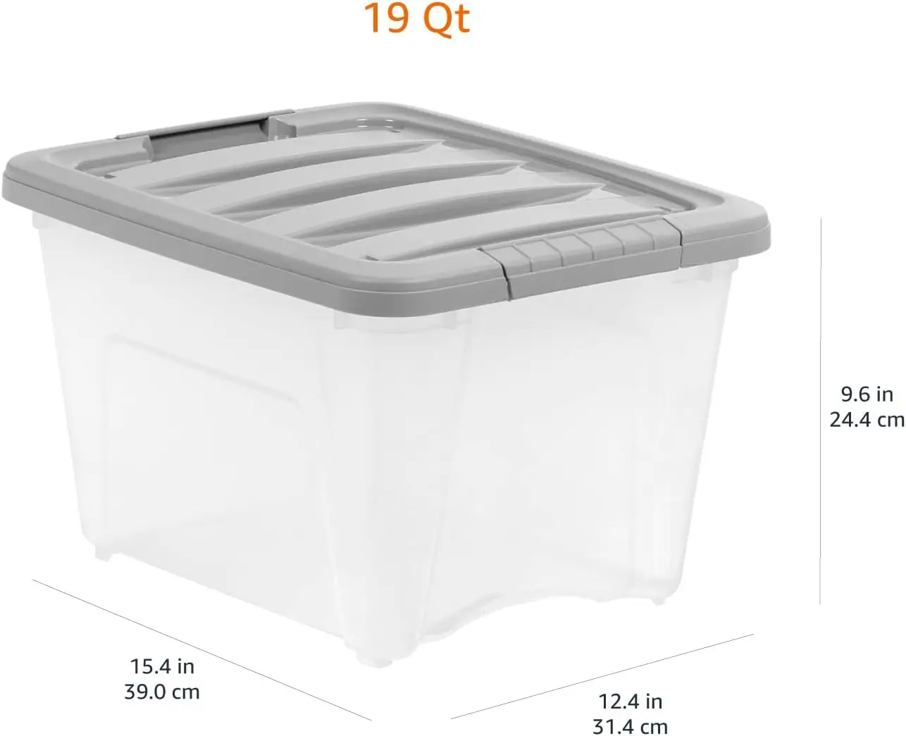 6-Pack Clear Plastic Storage Containers with Latching Lids, Stackable Organizer Bins, 19 Quart Capacity